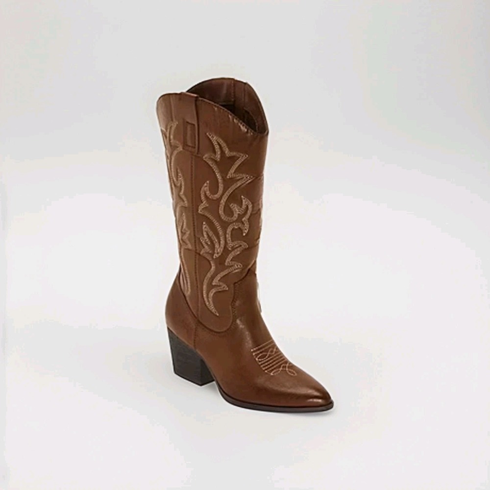 Coastal Cowgirl Distressed Brown Western Boots NIB Size 11 Y2K Rodeo Pop Barry